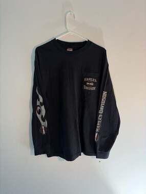 Vintage 2007 Harley-Davidson Ocean City MD Farm Scene Long Sleeve Shirt Size Lar